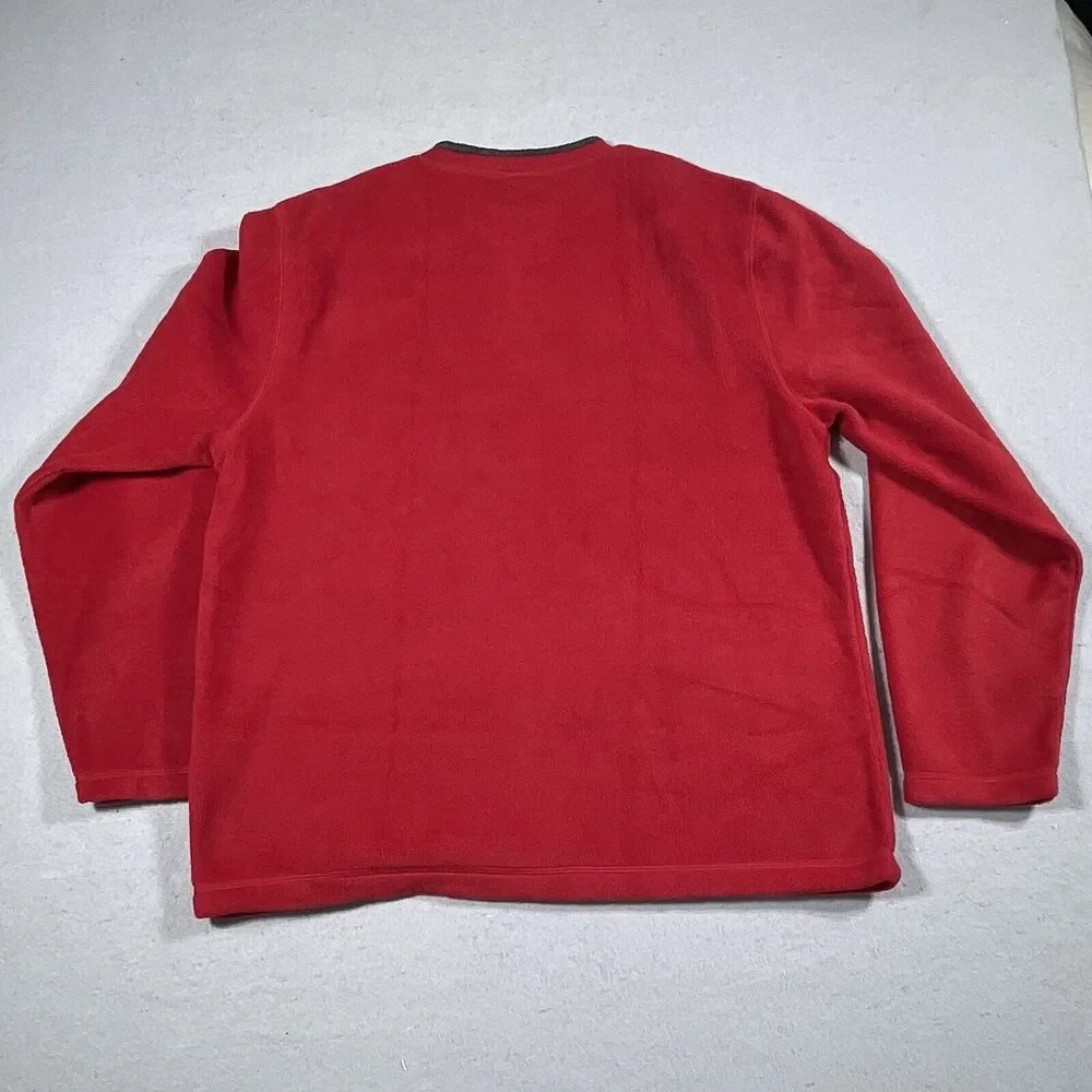 Vintage Nautica Fleece Sweater Mens Large Red‎ SPELLOUT Nautica Jeans Crew Neck